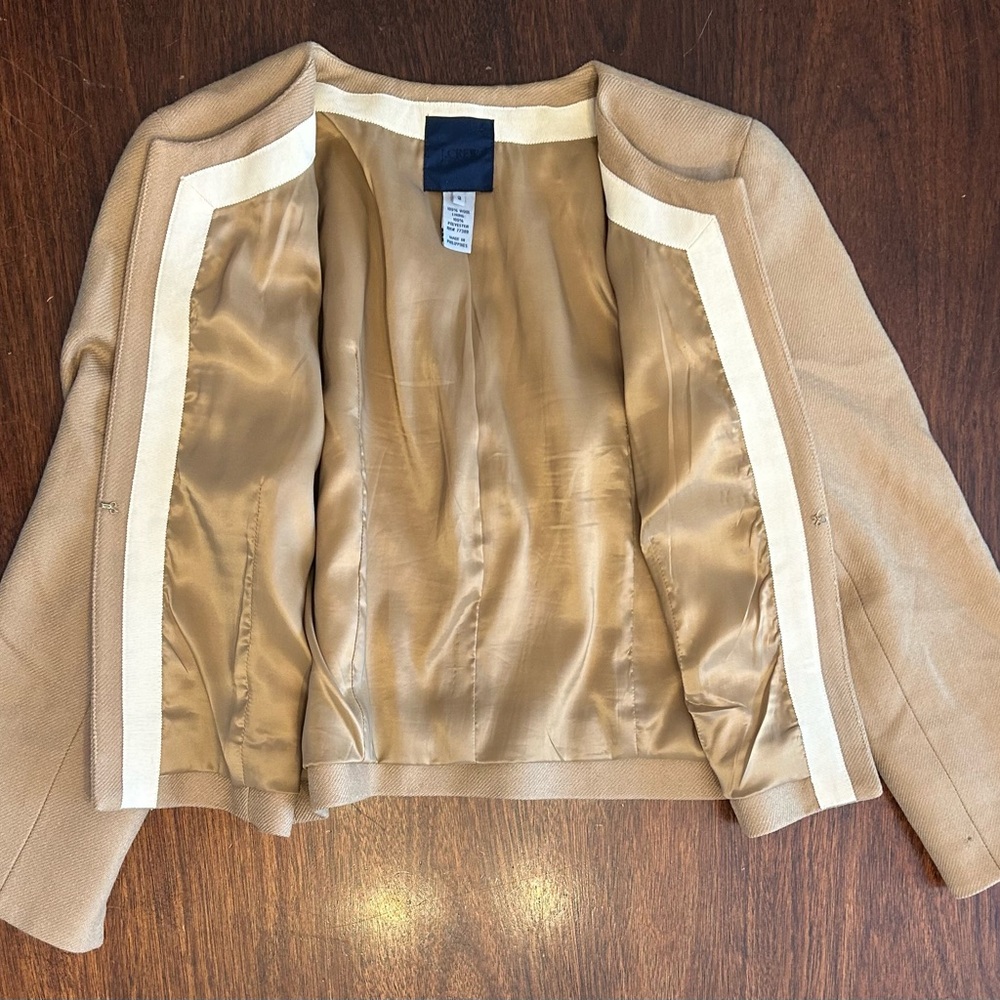 J. Crew Beige Collarless Blazer - Picture 3 of 6
